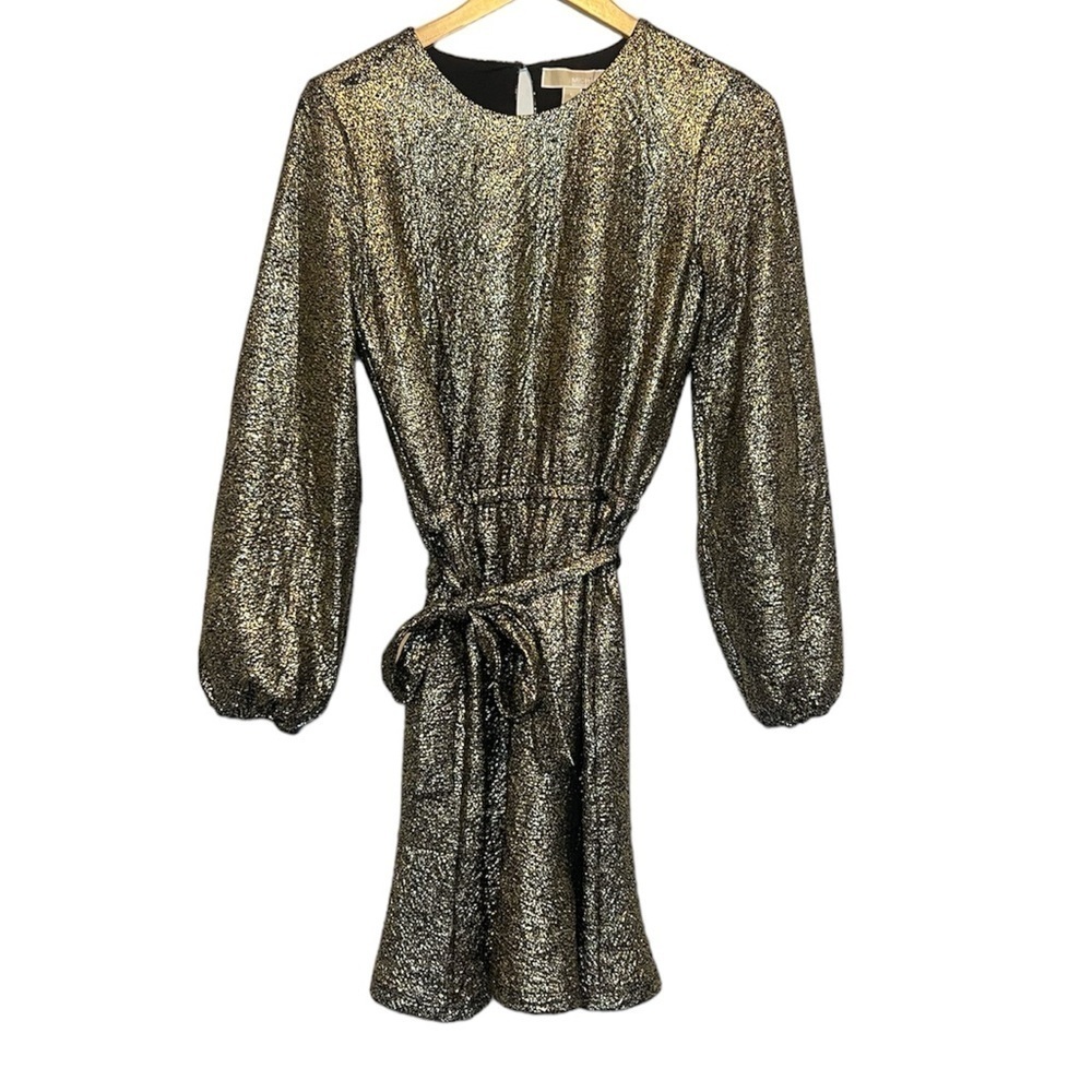 MICHAEL Michael Kors Metallic Gold Long-Sleeve Mini Dress